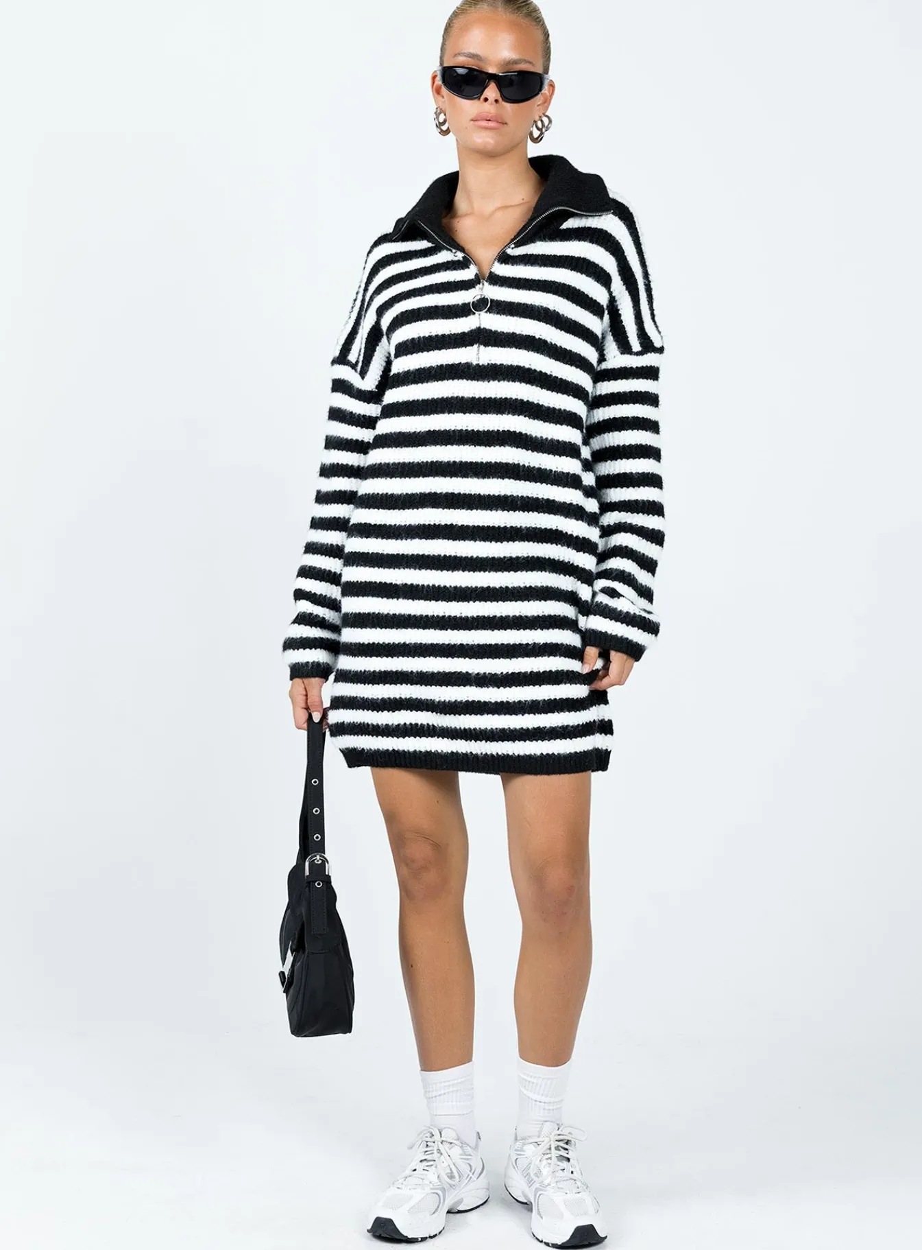 Princess Polly Deverell Sweater Dress Black / White Flash Sale
