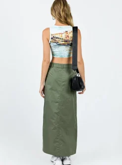 Princess Polly Devine Cargo Maxi Skirt Khaki Hot