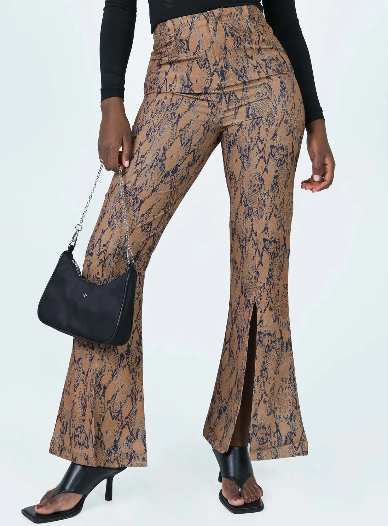 Princess Polly Devotion Snake Print Pants Brown Flash Sale
