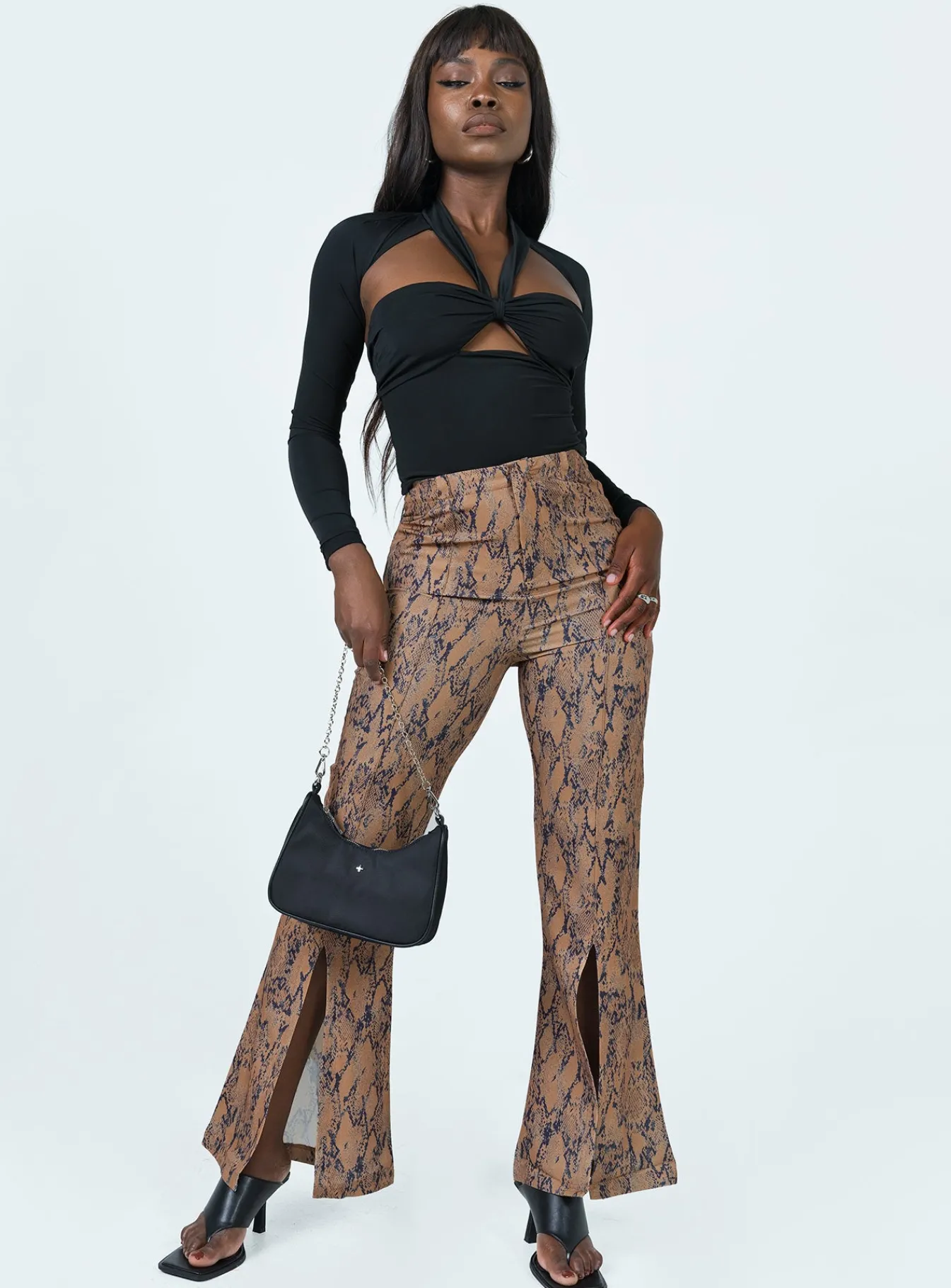 Princess Polly Devotion Snake Print Pants Brown Flash Sale