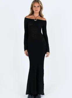 Princess Polly Devyn Off The Shoulder Maxi Dress  Black Best