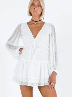Princess Polly Dialla Long Sleeve Mini Dress  White Shop