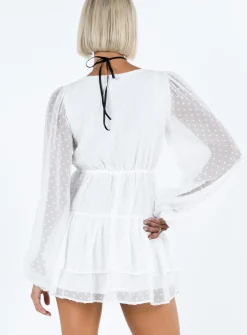 Princess Polly Dialla Long Sleeve Mini Dress  White Shop