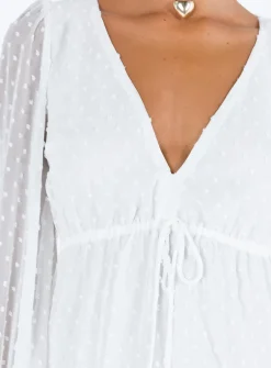 Princess Polly Dialla Long Sleeve Mini Dress  White Shop
