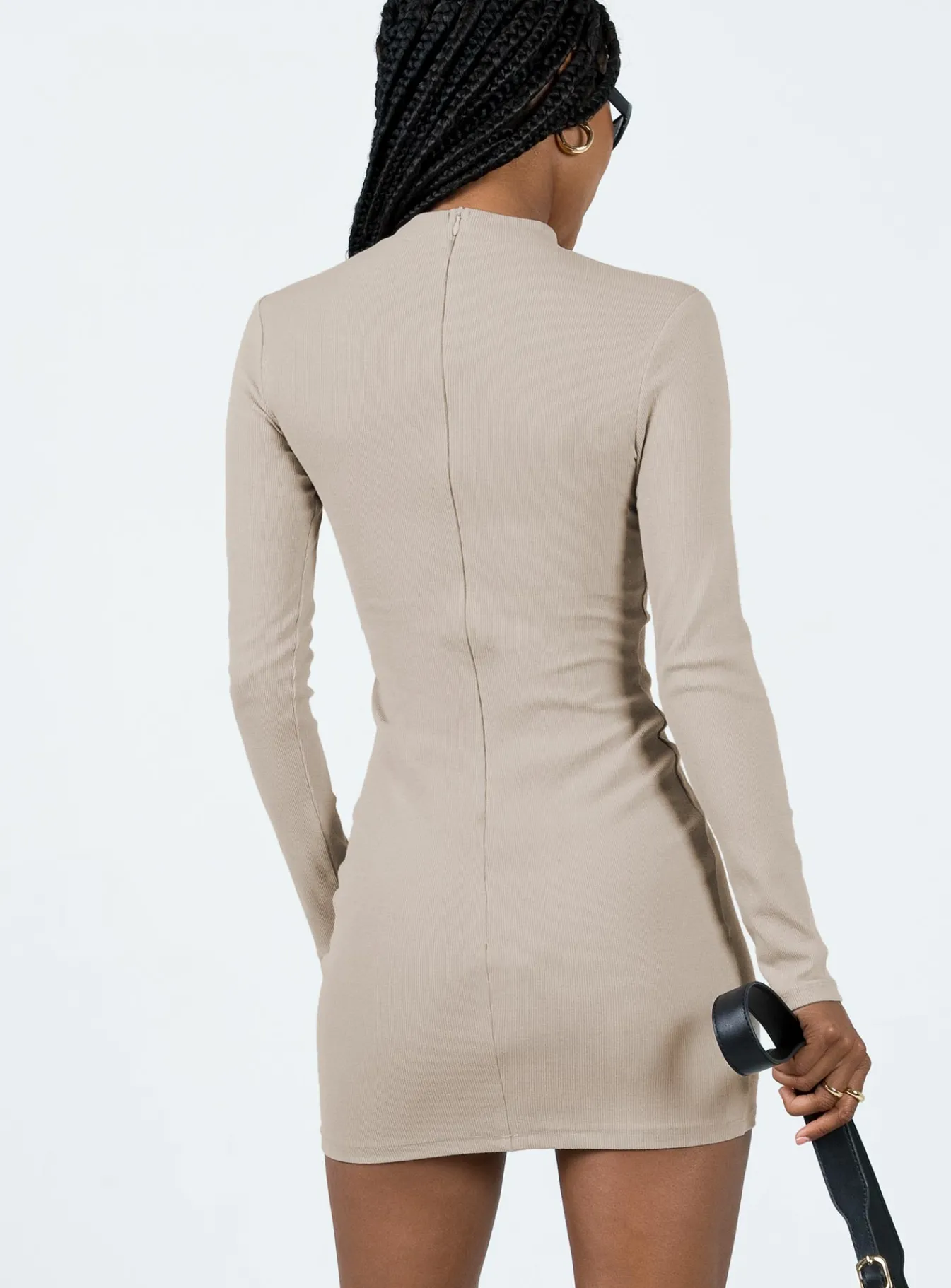 Princess Polly Diani Long Sleeve Mini Dress Beige Discount