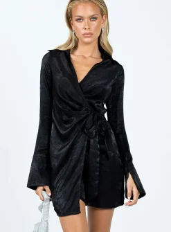 Princess Polly Diddam Long Sleeve Mini Dress  Black Shop