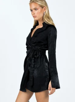 Princess Polly Diddam Long Sleeve Mini Dress  Black Shop