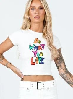 Princess Polly Do What You Love Tee  White Outlet