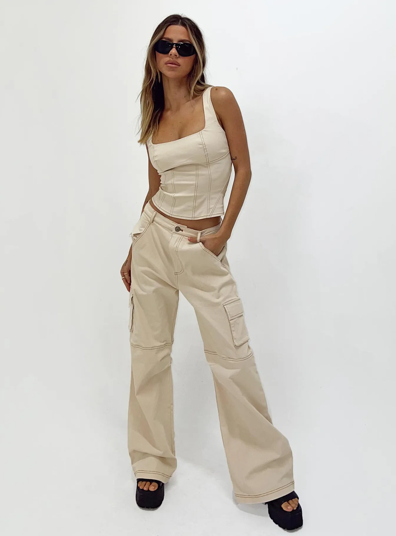 Princess Polly Dobson Pants Beige Hot
