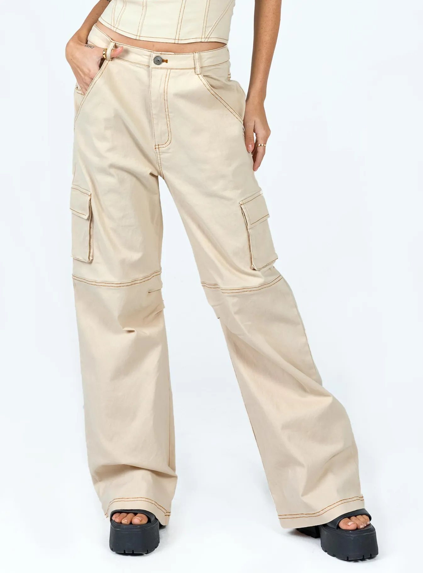 Princess Polly Dobson Pants Beige Hot