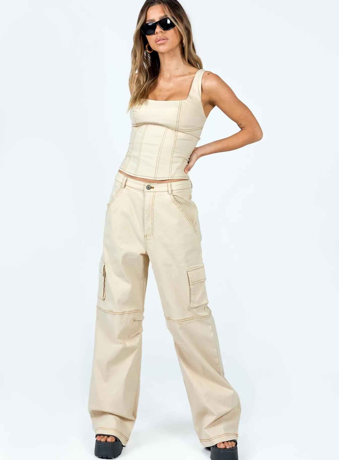 Princess Polly Dobson Pants Beige Hot