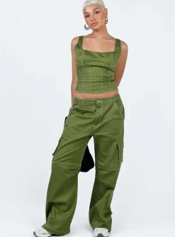 Princess Polly Dobson Pants Green Cheap