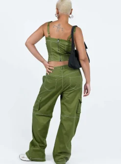 Princess Polly Dobson Pants Green Cheap