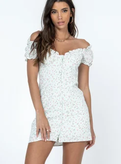 Princess Polly Donna Mini Dressfloral   Green Best Sale