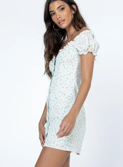 Princess Polly Donna Mini Dressfloral   Green Best Sale
