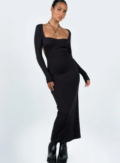 Princess Polly Dorado Long Sleeve Midi Dress Black Discount
