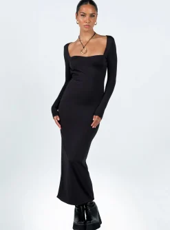 Princess Polly Dorado Long Sleeve Midi Dress Black Discount
