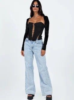 Princess Polly Doreene Velour Bolero Black Fashion