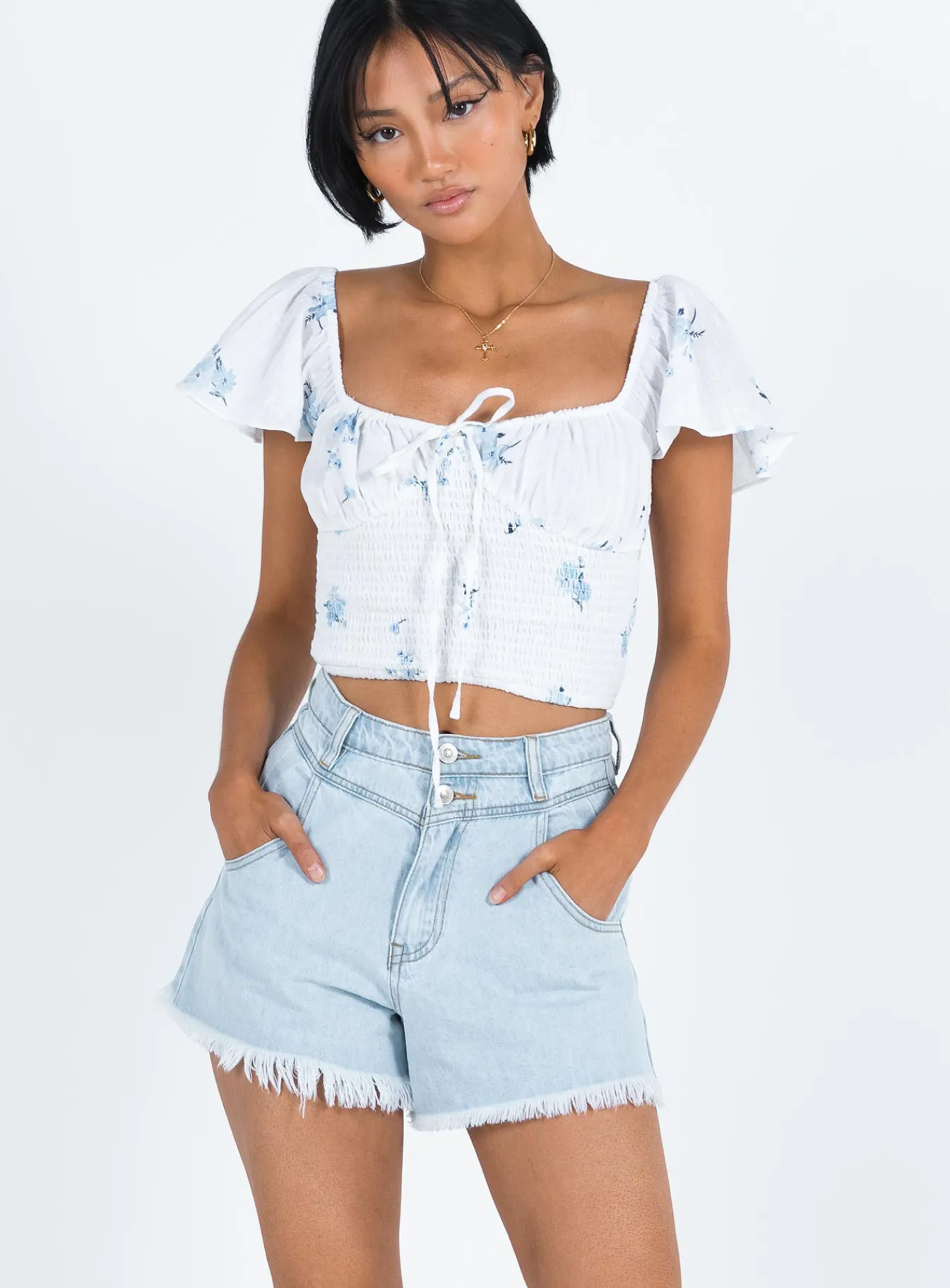 Princess Polly Doughty Shorts Light Wash Denim Store