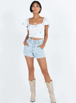 Princess Polly Doughty Shorts Light Wash Denim Store