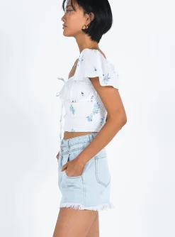 Princess Polly Doughty Shorts Light Wash Denim Store