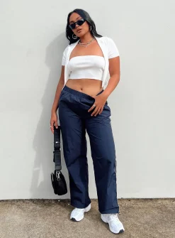 Princess Polly Downtown Parachute Pants  Navy Fashion