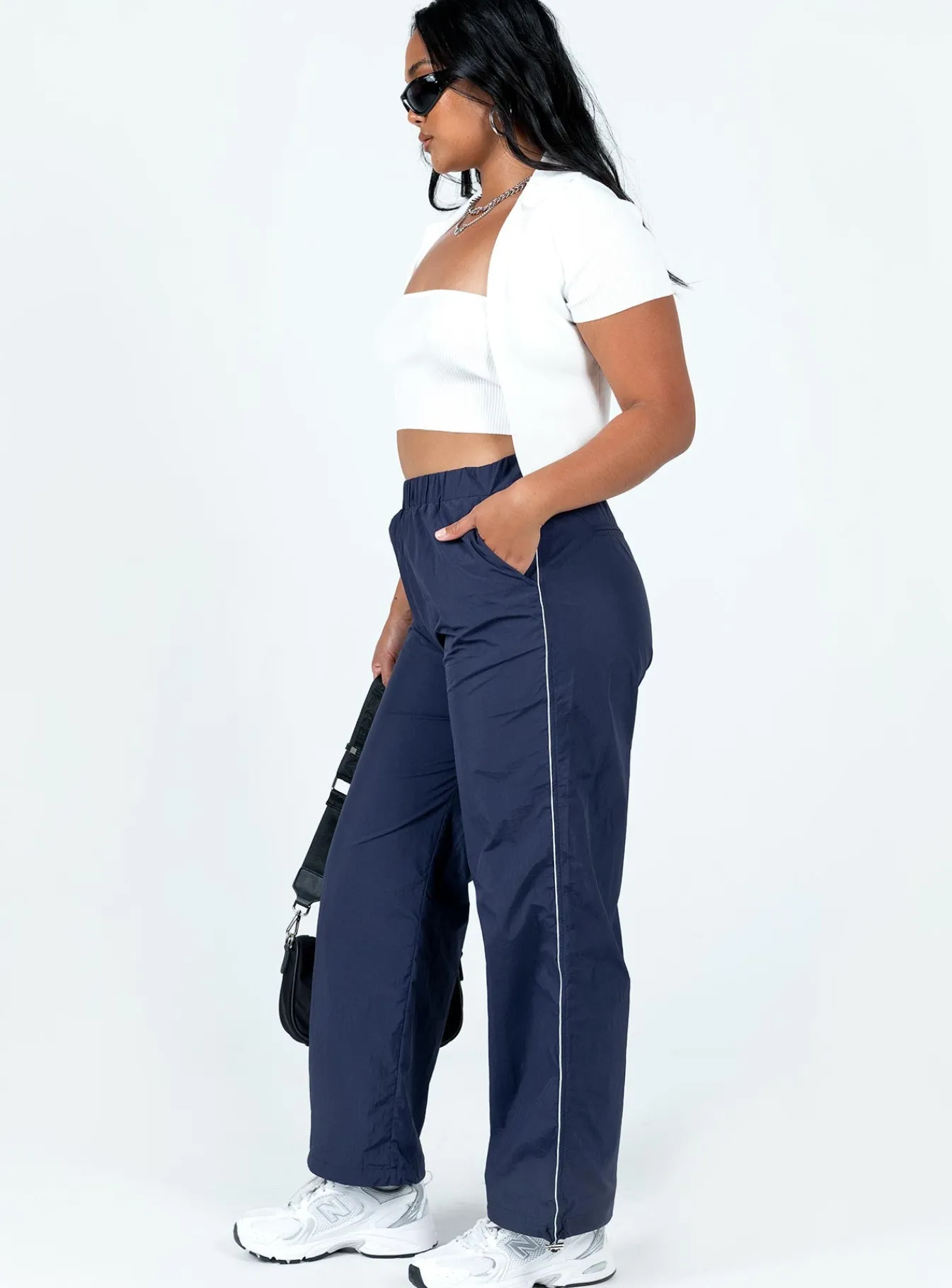 Princess Polly Downtown Parachute Pants Navy Fashion