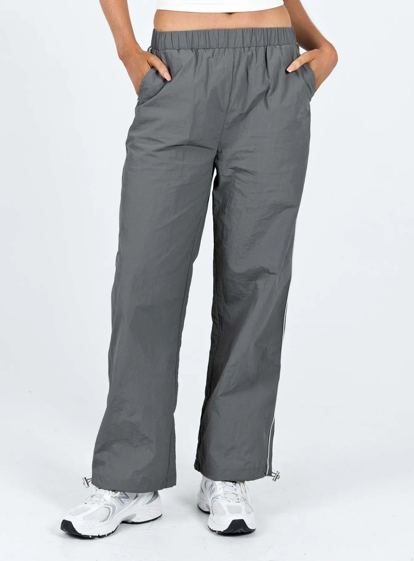 Princess Polly Downtown Parachute Pants Slate Outlet