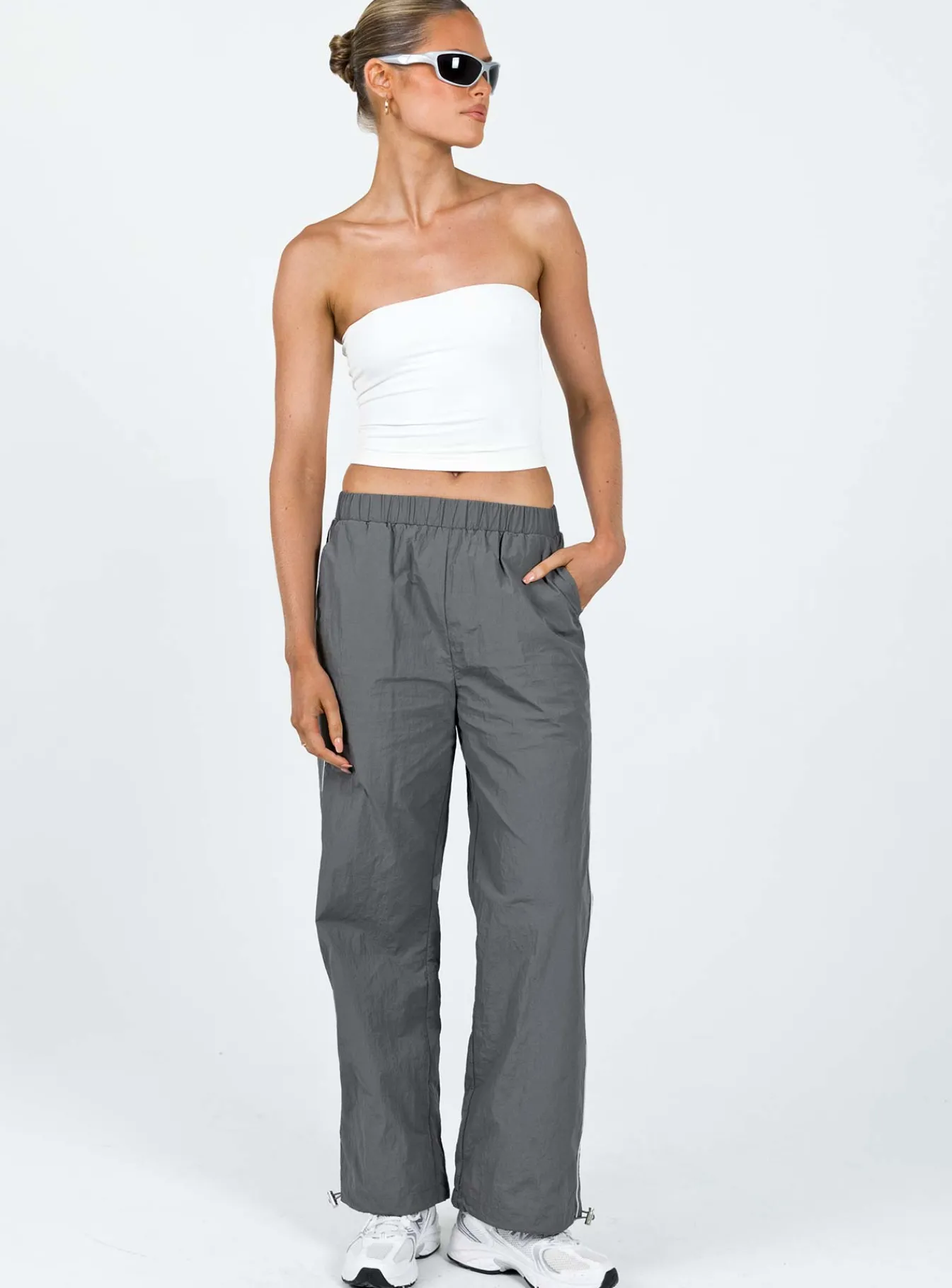 Princess Polly Downtown Parachute Pants Slate Outlet