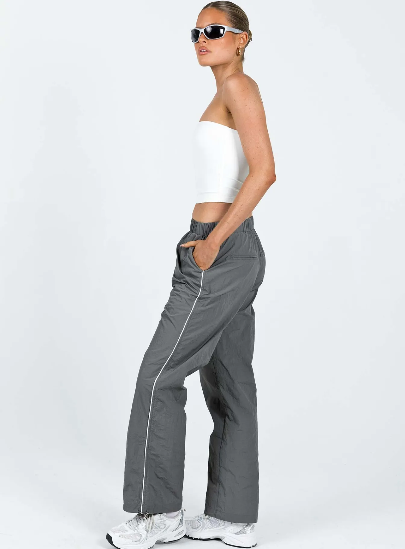 Princess Polly Downtown Parachute Pants Slate Outlet