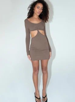 Princess Polly Drake Mini Dress  Brown Shop