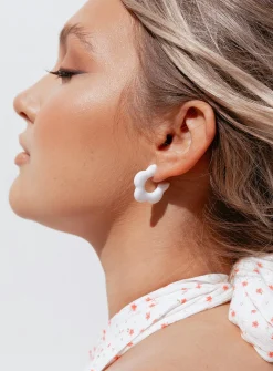 Princess Polly Driftwood Earrings  Gold / White Flash Sale