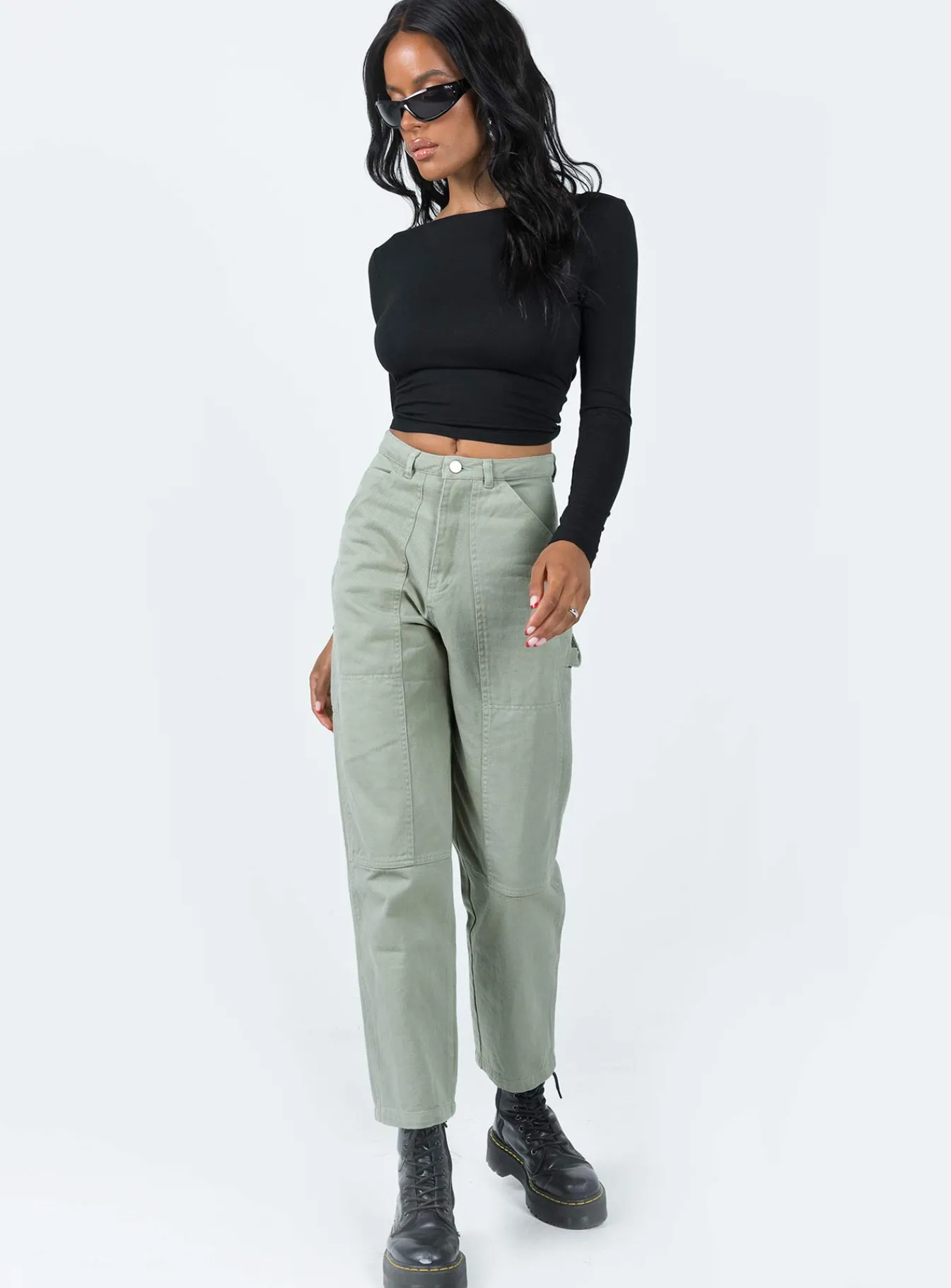 Princess Polly Dropouts Cargo Pants Green Fashion