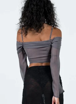 Princess Polly Duranta Long Sleeve Top Grey Cheap