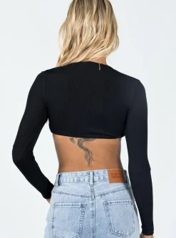 Princess Polly Dustin Long Sleeve Top  Black Online
