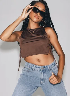 Princess Polly Dustyn Top  Brown Cheap