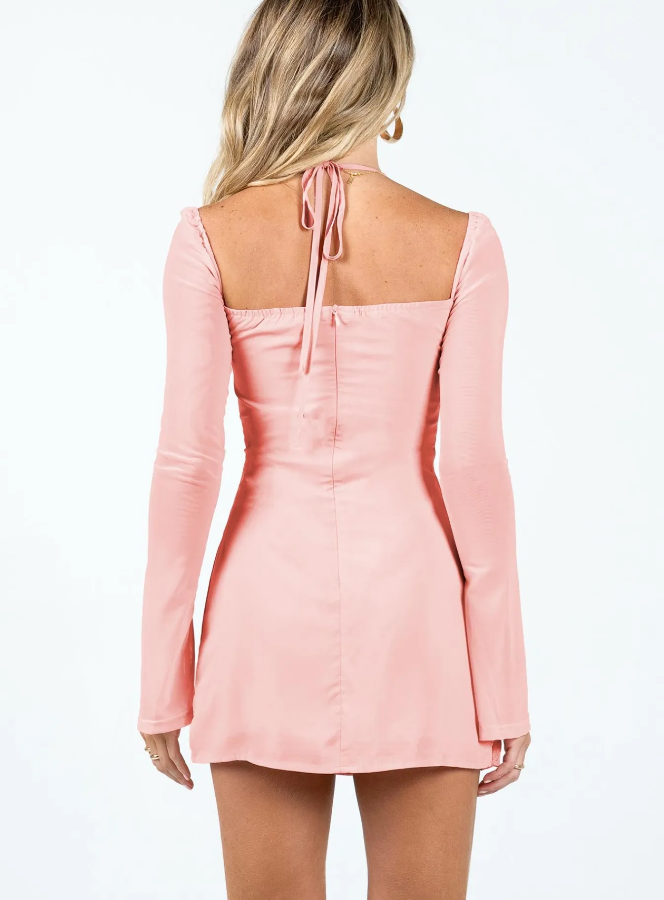 Princess Polly Dyer Sheer Sleeve Mini Dress Pink Sale