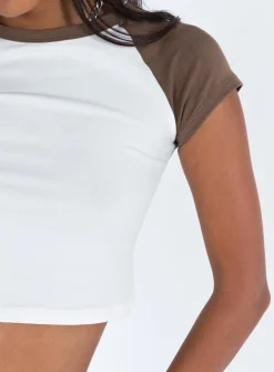 Princess Polly Eakin Top White / Brown Shop