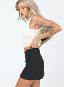 Princess Polly Easton V Front Mini Skirt Black Clearance