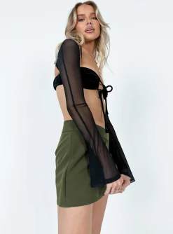Princess Polly Easton V Front Mini Skirt Khaki Fashion