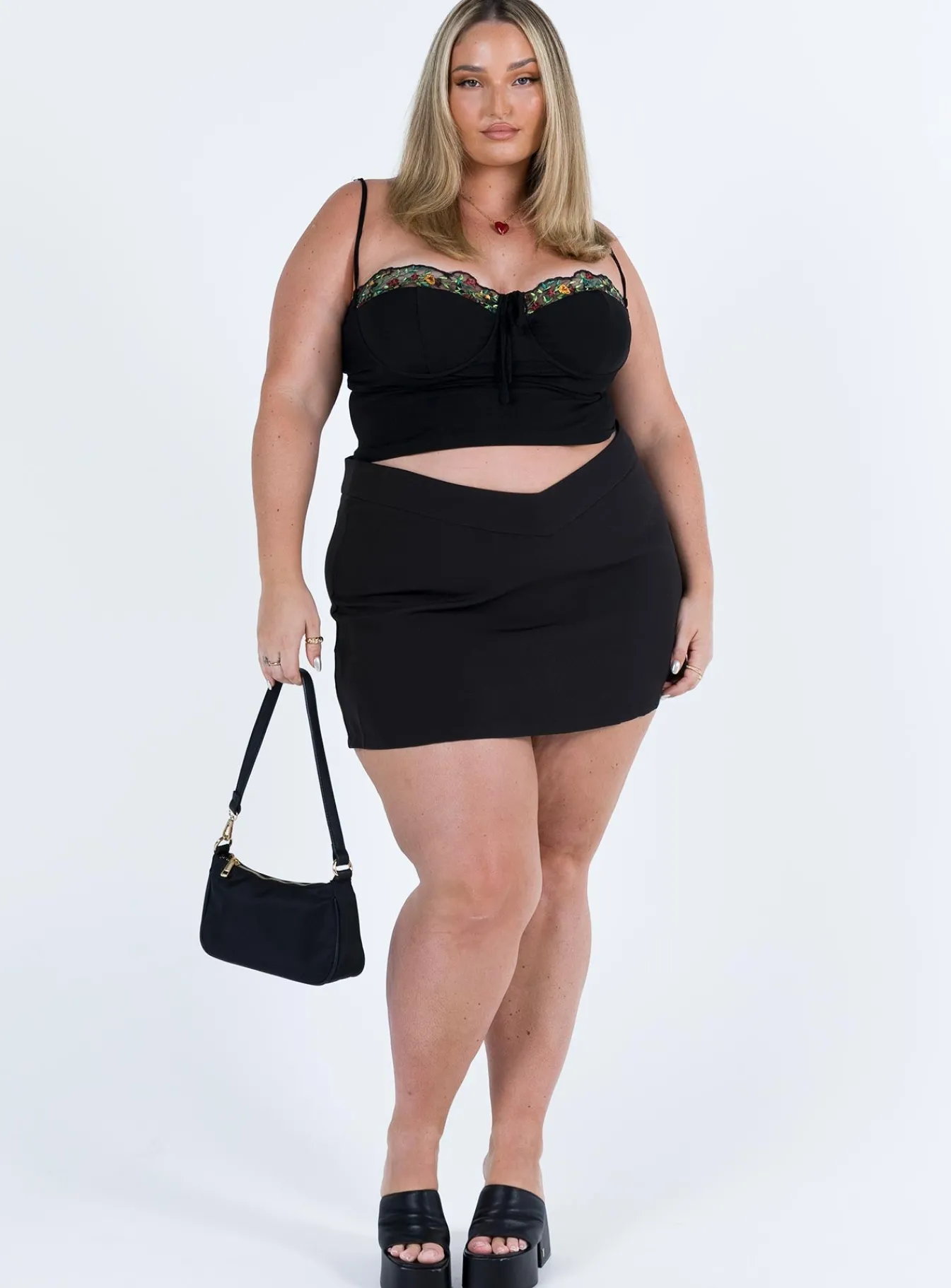 Princess Polly Easton V Front Mini Skirtcurve Black Store
