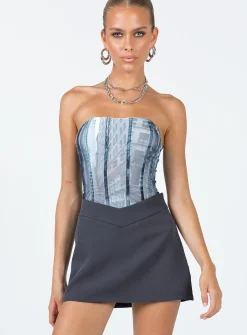 Princess Polly Easton V Front Mini Skirt Slate Best Sale