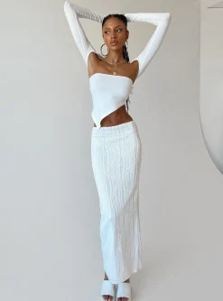 Princess Polly Echo Low Waist Knitted Maxi Skirt  White Fashion