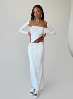 Princess Polly Echo Low Waist Knitted Maxi Skirt White Fashion