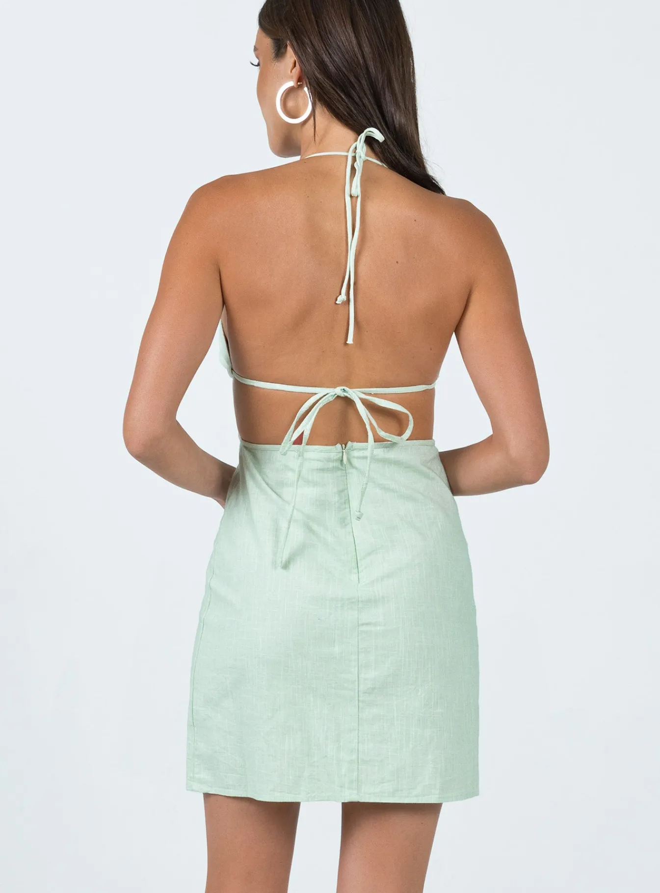 Princess Polly Edena Halter Mini Dress Green Fashion