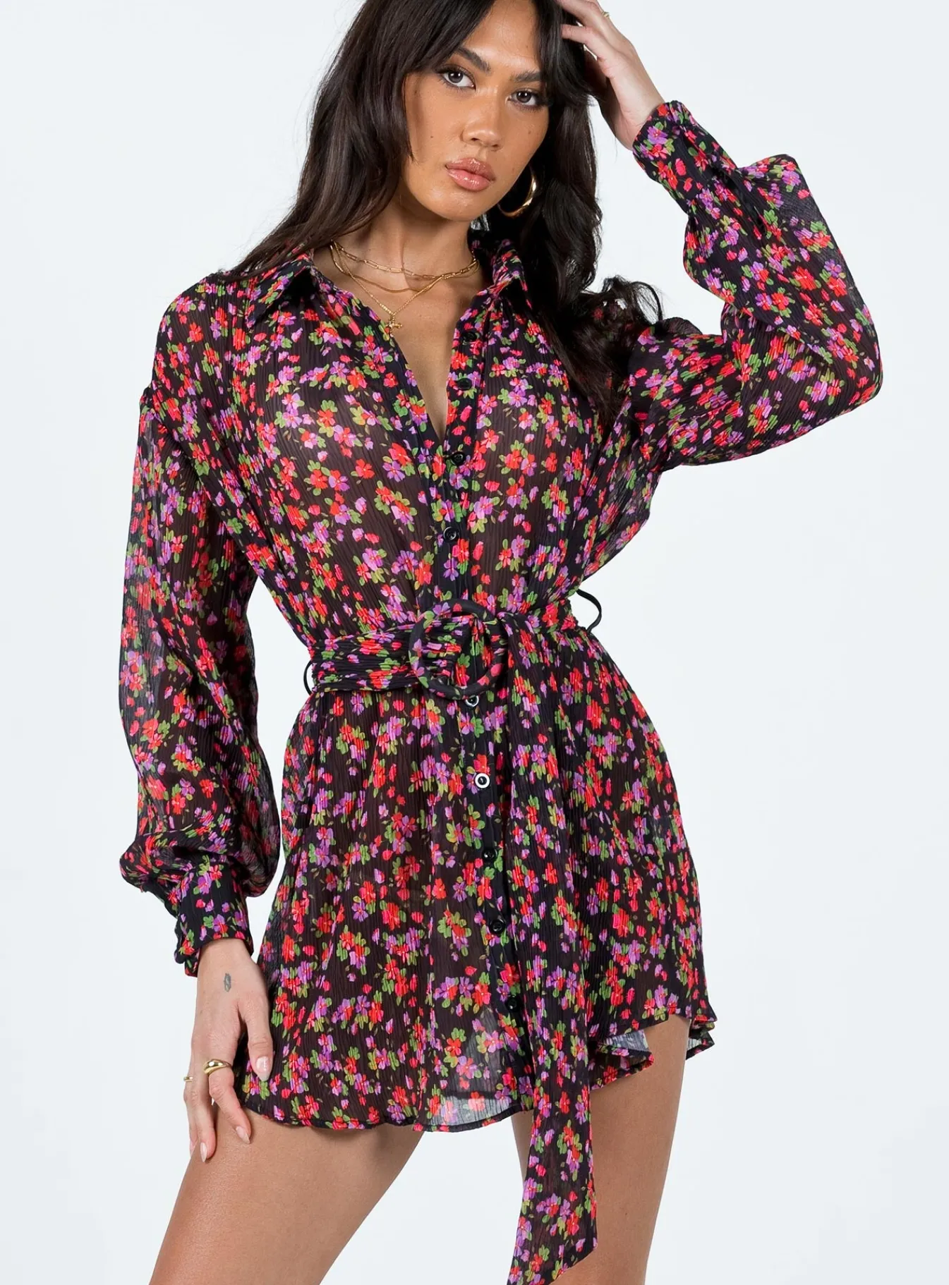 Princess Polly Edena Mini Dressfloral Black Best
