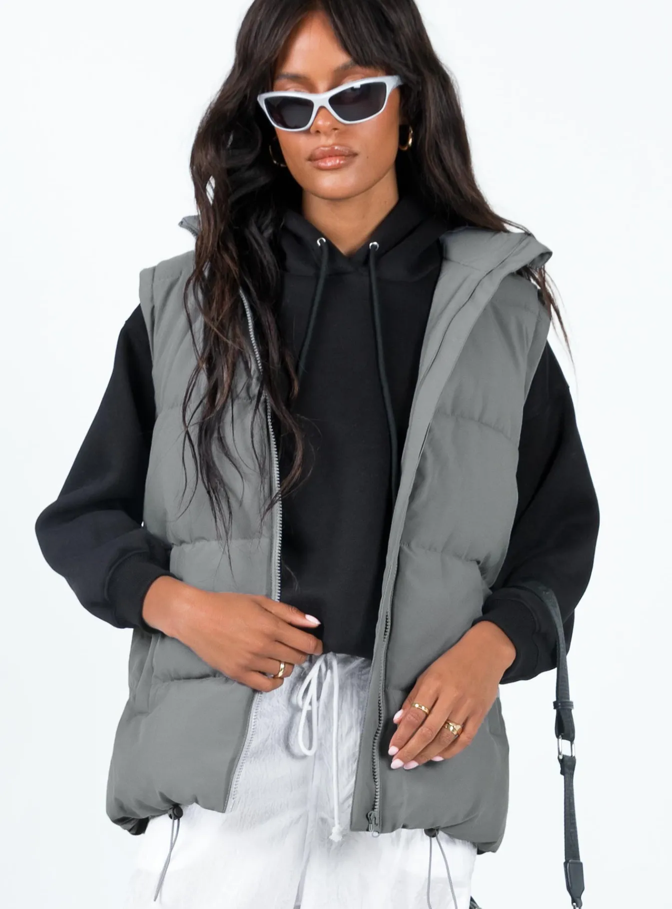 Princess Polly Edison Puffer Vest Grey Store