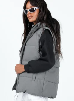 Princess Polly Edison Puffer Vest Grey Store
