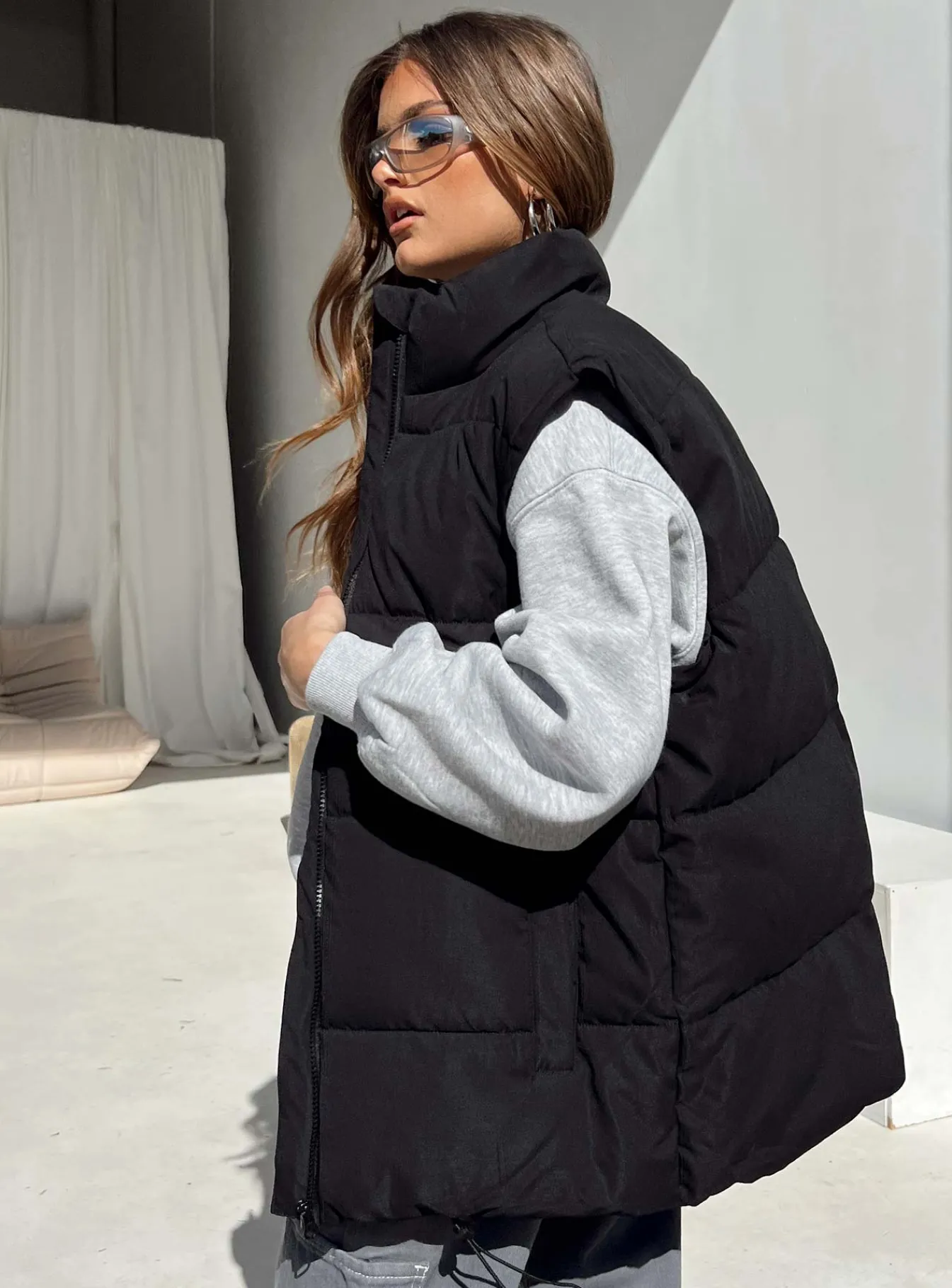 Princess Polly Edison Puffer Vest Black Cheap