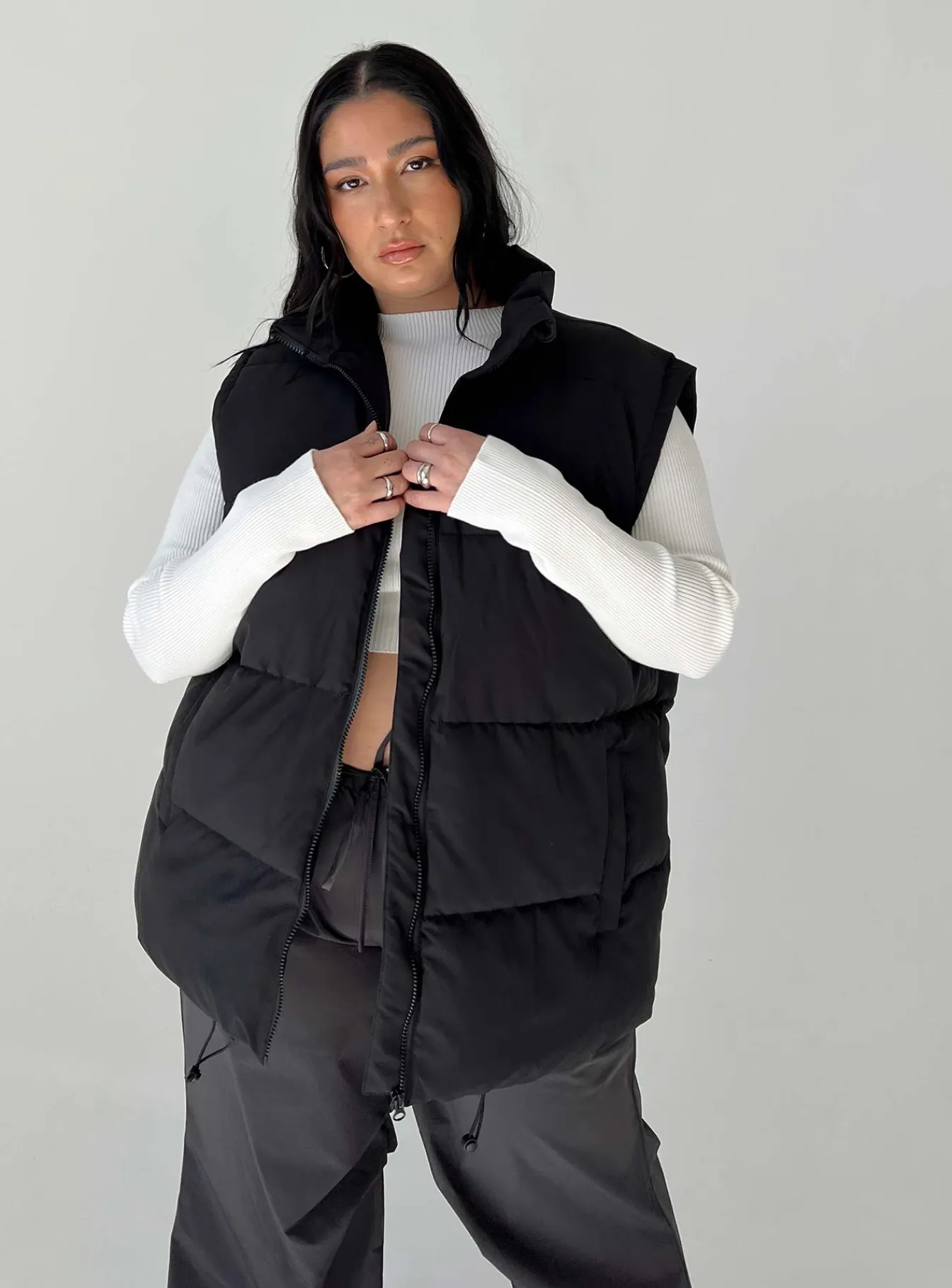 Princess Polly Edison Puffer Vestcurve Black Outlet